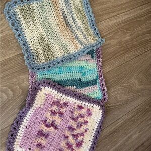 Handmade Multicolor Crochet Dishcloth Set